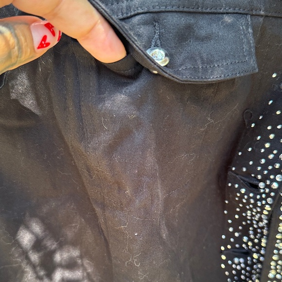 Quacker Factory Black bedazzled Collar vest w/functional pockets Sz.M - Picture 6 of 11